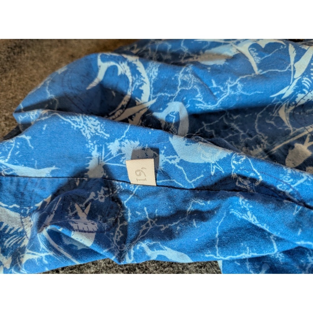 Cabela's Shirt Mens Salt Water Fishing Button Up Short Sleeve Blue Print Vented - Picture 6 of 11